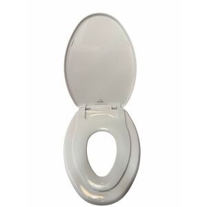 New Elongated toilet seat with toddler flap - white